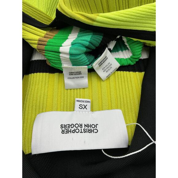 Christopher John Rogers Green Nylon Deep V-Neck Polo Mini Dress Size XS - Picture 4 of 4